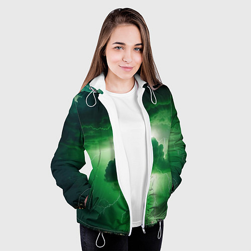 Женская куртка Зелёный гром / 3D-Белый – фото 3
