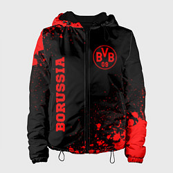 Куртка с капюшоном женская Borussia - red gradient вертикально, цвет: 3D-черный