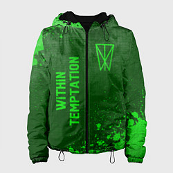 Куртка с капюшоном женская Within Temptation - green gradient вертикально, цвет: 3D-черный