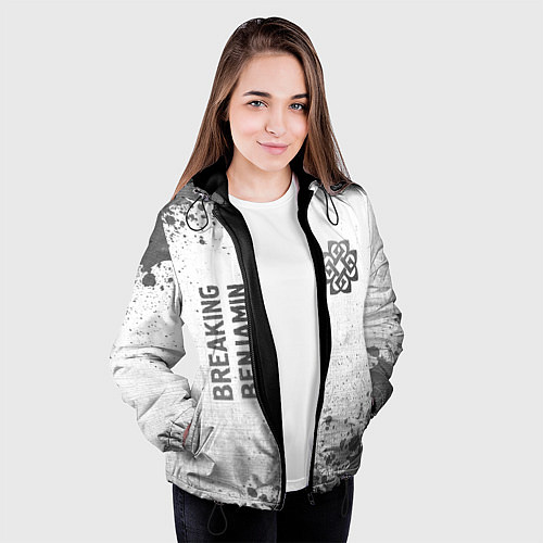 Женская куртка Breaking Benjamin - white gradient вертикально / 3D-Черный – фото 3