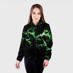 Куртка с капюшоном женская Lightning green glow, цвет: 3D-черный — фото 2