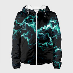 Куртка с капюшоном женская Lightning light blue glow, цвет: 3D-белый