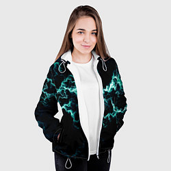 Куртка с капюшоном женская Lightning light blue glow, цвет: 3D-белый — фото 2