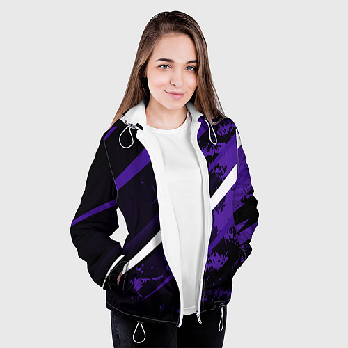 Женская куртка Color black purple line / 3D-Белый – фото 3