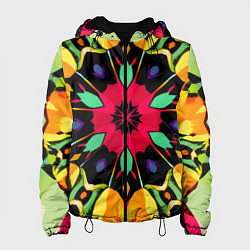 Куртка с капюшоном женская Салатовый калейдоскоп, цвет: 3D-черный