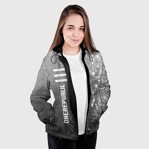 Женская куртка OneRepublic - grey gradient по-вертикали / 3D-Черный – фото 3