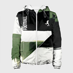 Куртка с капюшоном женская Футбол на фоне брызг красок, цвет: 3D-белый