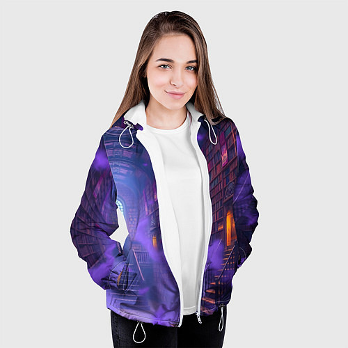 Женская куртка Таинственная библиотека / 3D-Белый – фото 3