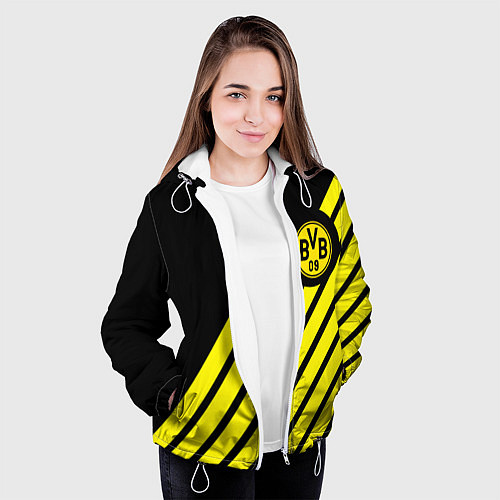 Женская куртка Borussia geometry yellow / 3D-Белый – фото 3