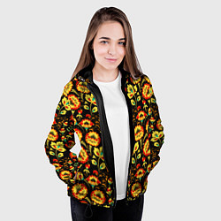 Куртка с капюшоном женская Русская узорная роспись, цвет: 3D-черный — фото 2