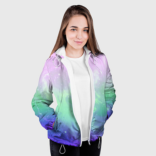Женская куртка Космический бледный розово-синий / 3D-Белый – фото 3