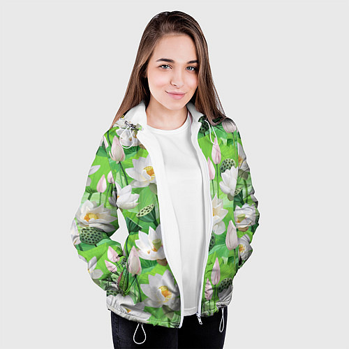 Женская куртка Озеро лотосов / 3D-Белый – фото 3