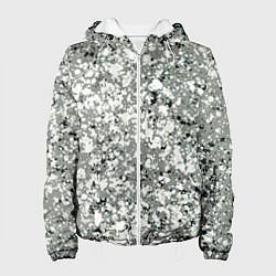 Куртка с капюшоном женская Серый абстрактный с белыми кляксами, цвет: 3D-белый