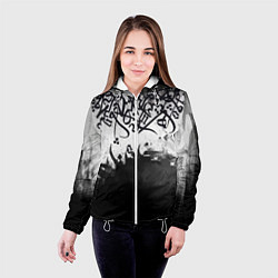 Куртка с капюшоном женская Гранж каллиграфия, цвет: 3D-белый — фото 2