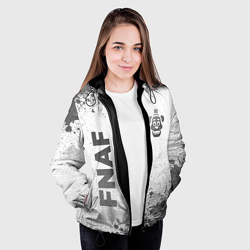 Женская куртка FNAF - white gradient вертикально / 3D-Черный – фото 3