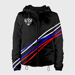 Женская куртка Герб и полосы цветов флага на чёрном
