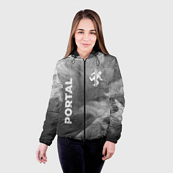 Куртка с капюшоном женская Portal - grey gradient вертикально, цвет: 3D-черный — фото 2