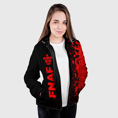 Женская куртка FNAF - red gradient по-вертикали / 3D-Черный – фото 3