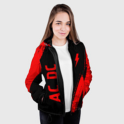 Куртка с капюшоном женская AC DC - red gradient вертикально, цвет: 3D-черный — фото 2