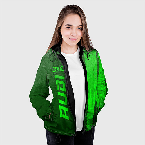 Женская куртка Audi - green gradient по-вертикали / 3D-Черный – фото 3
