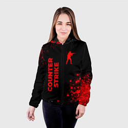 Куртка с капюшоном женская Counter Strike - red gradient вертикально, цвет: 3D-черный — фото 2