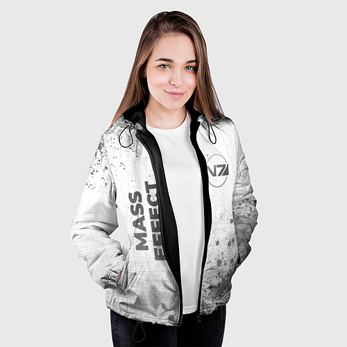 Женская куртка Mass Effect - white gradient вертикально / 3D-Черный – фото 3