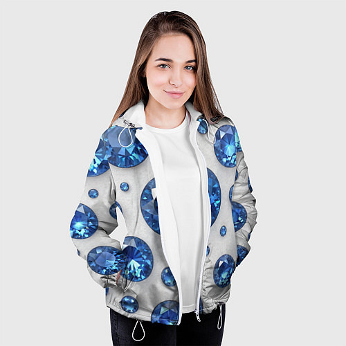 Женская куртка Россыпь сапфиров / 3D-Белый – фото 3
