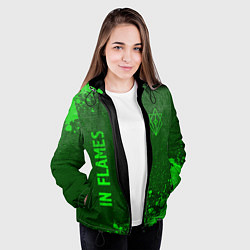 Куртка с капюшоном женская In Flames - green gradient вертикально, цвет: 3D-черный — фото 2