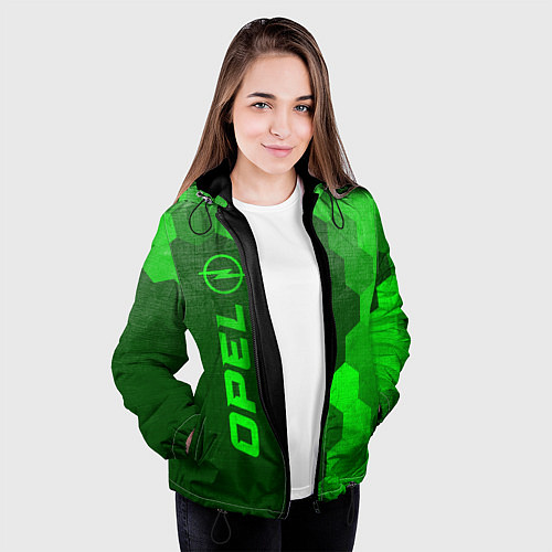 Женская куртка Opel - green gradient по-вертикали / 3D-Черный – фото 3