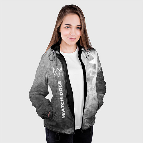Женская куртка Watch Dogs - grey gradient по-вертикали / 3D-Черный – фото 3