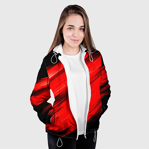 Женская куртка Красные мазги краски на черном / 3D-Белый – фото 3