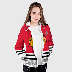 Куртка с капюшоном женская Чикаго Блэкхокс хоккей, цвет: 3D-белый — фото 2