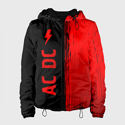 Куртка с капюшоном женская AC DC - red gradient по-вертикали, цвет: 3D-черный