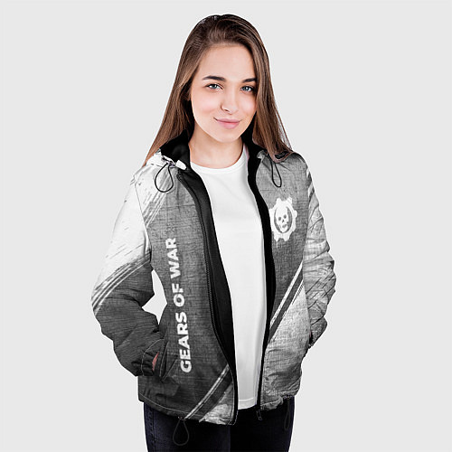 Женская куртка Gears of War - grey gradient вертикально / 3D-Черный – фото 3