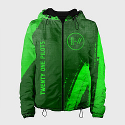 Куртка с капюшоном женская Twenty One Pilots - green gradient вертикально, цвет: 3D-черный