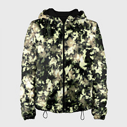 Куртка с капюшоном женская Пятнистый чёрно-бежевый, цвет: 3D-черный