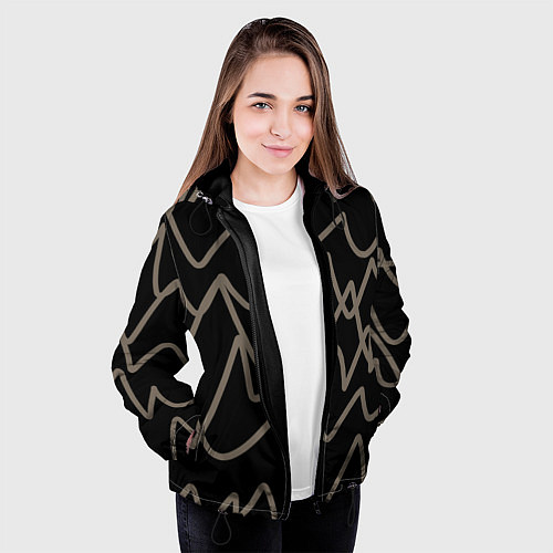 Женская куртка Кривые рукописные линии чёрно-коричневый / 3D-Черный – фото 3