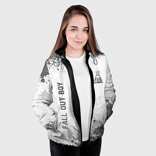Женская куртка Fall Out Boy - white gradient вертикально / 3D-Черный – фото 3