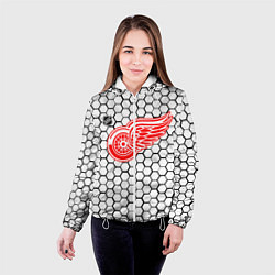 Куртка с капюшоном женская Детройт Ред Уингз - белые соты, цвет: 3D-белый — фото 2
