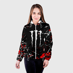 Куртка с капюшоном женская Monster energy штрихи, цвет: 3D-белый — фото 2