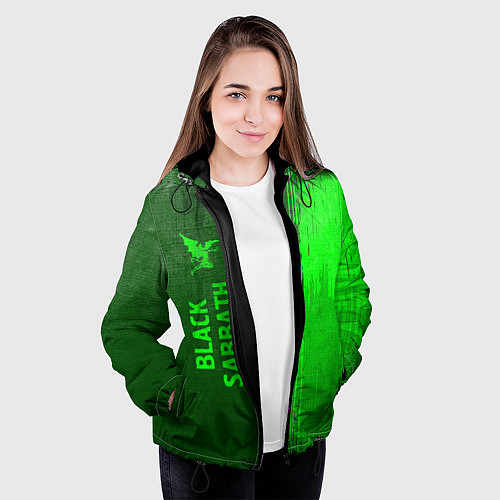 Женская куртка Black Sabbath - green gradient по-вертикали / 3D-Черный – фото 3