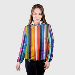 Куртка с капюшоном женская Разноцветная полоска, цвет: 3D-белый — фото 2