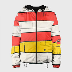 Куртка с капюшоном женская Красные полоски, цвет: 3D-черный