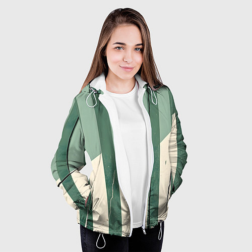 Женская куртка Зеленые полосы / 3D-Белый – фото 3
