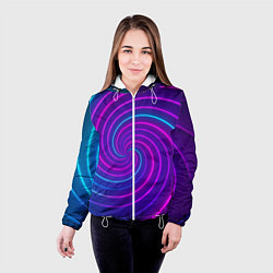 Куртка с капюшоном женская Сине-фиолетовая спираль, цвет: 3D-белый — фото 2