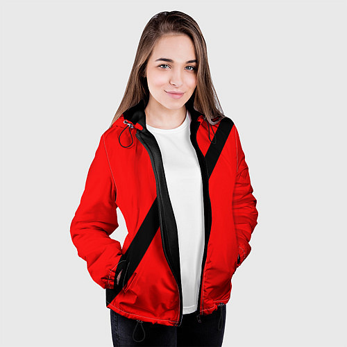 Женская куртка Ремень безопасности, красный / 3D-Черный – фото 3