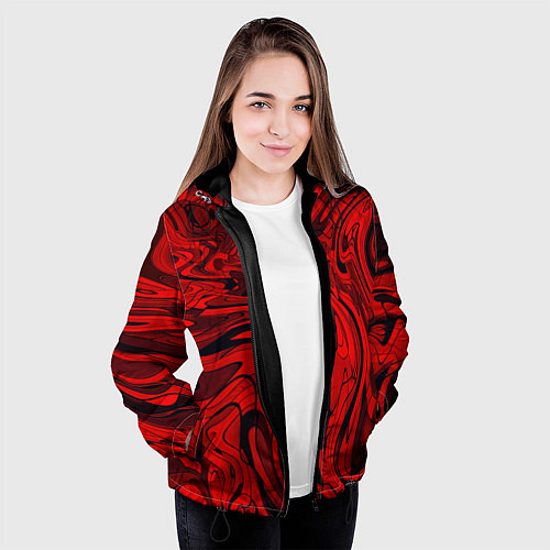 Женская куртка Красный смешение пластика / 3D-Черный – фото 3