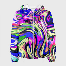 Куртка с капюшоном женская Абстракция пластика синий, цвет: 3D-белый