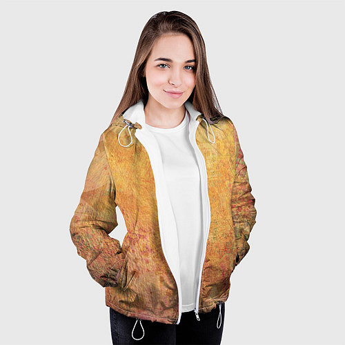 Женская куртка Абстракция - red and yellow spots / 3D-Белый – фото 3
