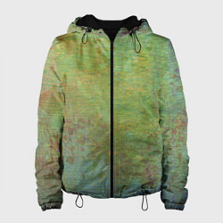 Куртка с капюшоном женская Абстракция - green oil stain, цвет: 3D-черный